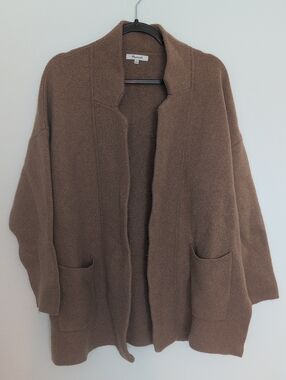 Madewell Taupe Open Front Pocket Cardigan